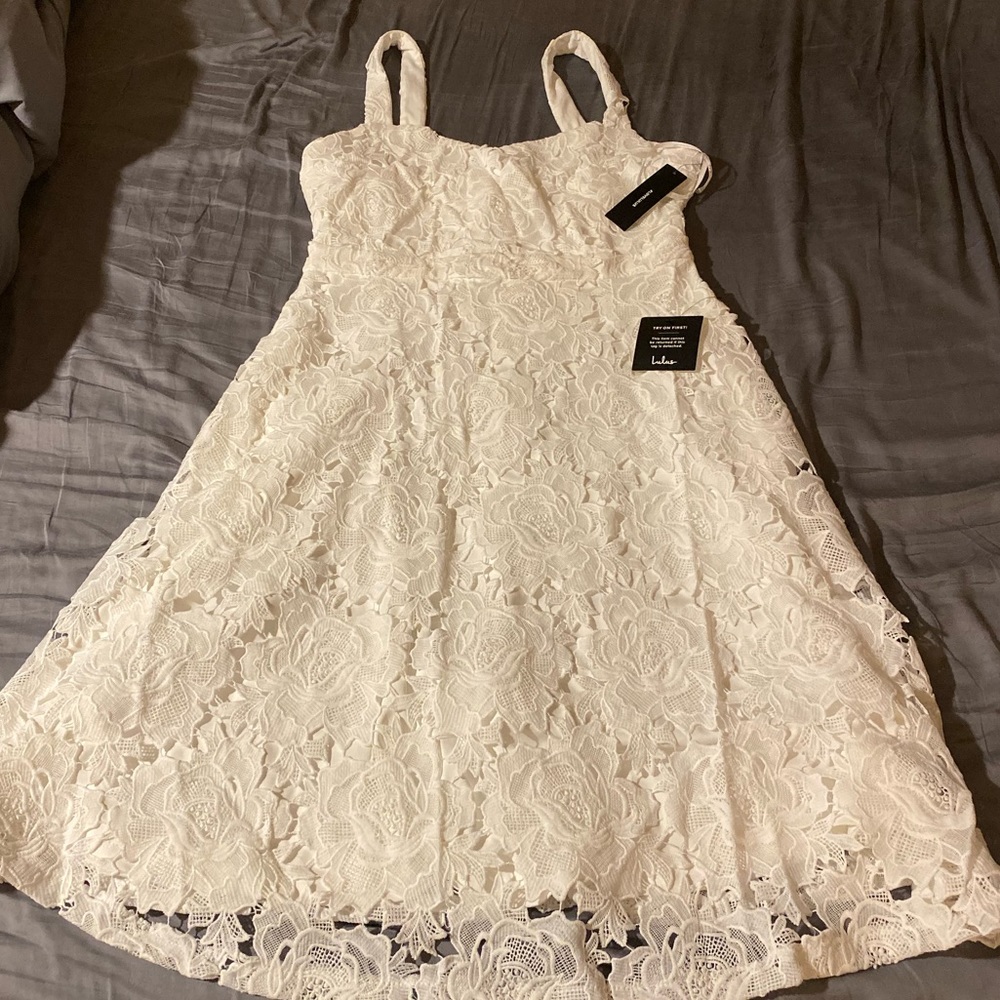 Lulus Divine Beauty White Lace Midi Dress